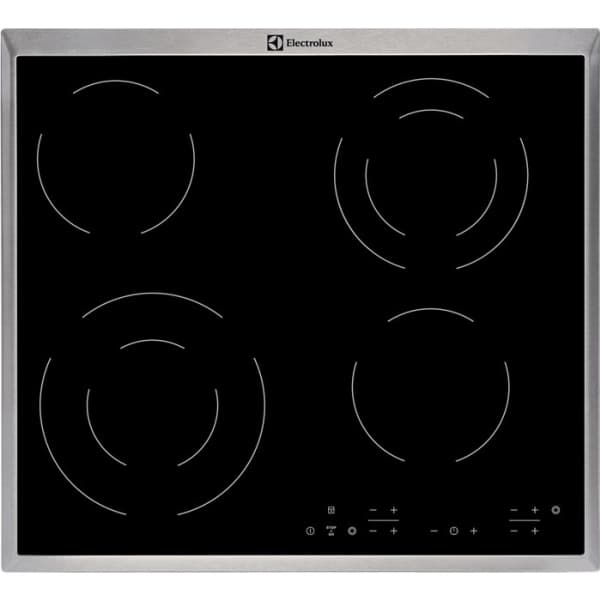 Electrolux EHF6342XOK - Keramisk komfyrtopp - 4 plater - Nisje - bredde: 56 cm - dybde: 49 cm - med pynt av rustfritt stål - svart