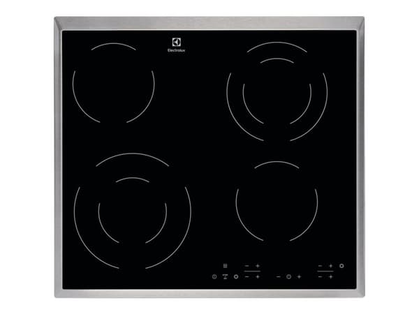 Electrolux EHF6342XOK - Keramisk komfyrtopp - 4 plater - Nisje - bredde: 56 cm - dybde: 49 cm - med pynt av rustfritt stål - svart Sort