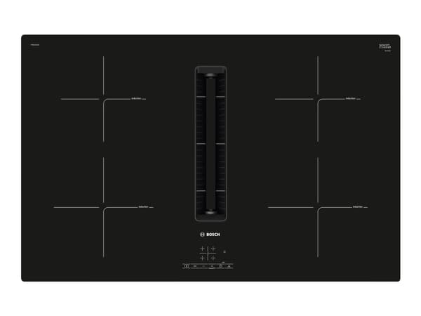 Bosch Serie | 4 PIE811B15E - Induktionshäll - 4 kokplattor - Fördjupning - bredd: 75 cm - djup: 49 cm - Klass B - ramlös - svart med nedåtriktad avga