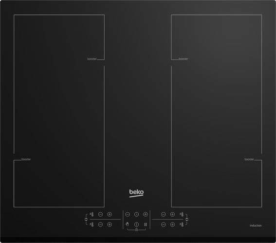 Beko HII64206F2MT - Induksjonskomfyrtopp - 4 plater - Nisje - bredde: 56 cm - dybde: 59 cm - med avfaset front - svart