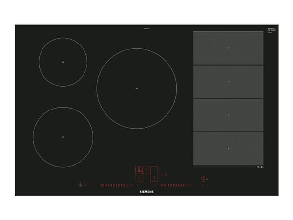 Siemens iQ700 EX801LVC1E - Induksjonskomfyrtopp - 5 plater - Nisje - bredde: 78 cm - dybde: 50 cm - flukt - svart