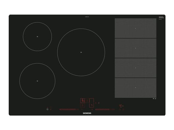 Siemens iQ700 EX801LVC1E - Induksjonskomfyrtopp - 5 plater - Nisje - bredde: 78 cm - dybde: 50 cm - flukt - svart