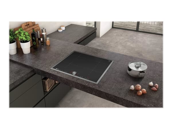 Neff N 70 T46BT73N2 - Induksjonskomfyrtopp - 4 plater - Nisje - bredde: 56 cm - dybde: 49 cm - med pynt av rustfritt stål - svart/rustfritt stål Sort