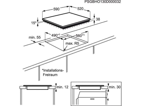 Electrolux EHF6547FXK, Svart, Inbyggd, Keramiska, 4 zone(s), 4 zone(s), Sjudning