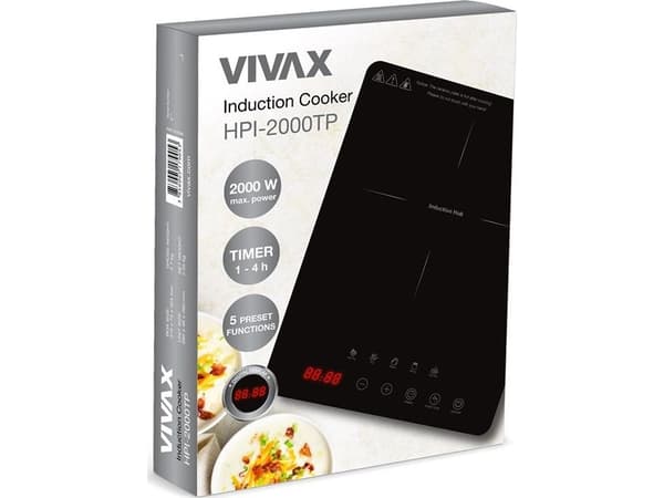 Vivax HPI-2000TP, Musta, Pöytämalli, 28 cm, Keittoalueinduktioliesi, 1 alue(tta), 1 alue(tta)