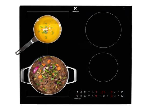 Electrolux SÉRIE 700 LIV6343 - Induksjonskomfyrtopp - 4 plater - Nisje - bredde: 56 cm - dybde: 49 cm - med avfaset front - svart