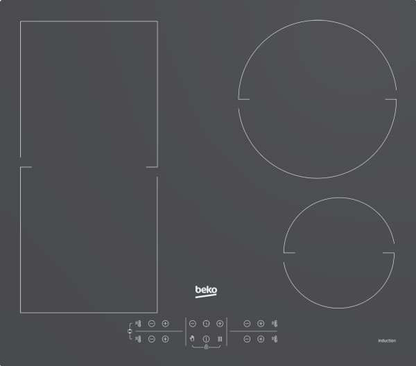 Beko HII64200FMTZG, Grå, Inbyggd, 60 cm, Induktionshäll med zon, Glas, 4 zone(s) Grå