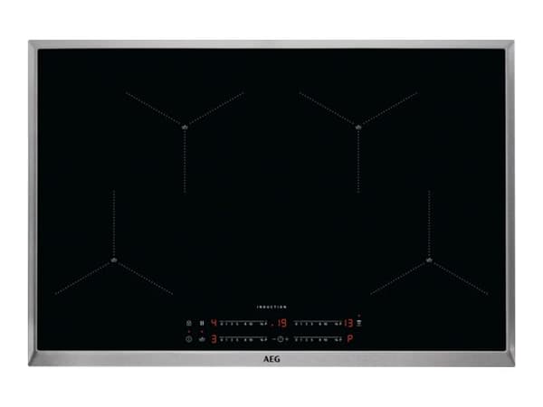 AEG IAE84411XB - Induksjonskomfyrtopp - 4 plater - Nisje - bredde: 75 cm - dybde: 49 cm - med pynt av rustfritt stål - svart Sort