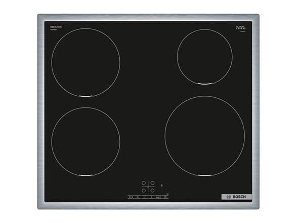 Bosch Serie | 4 PIE645BB5E - Induksjonskomfyrtopp - 4 plater - Nisje - bredde: 56 cm - dybde: 49 cm - med pynt av rustfritt stål - svart/rustfritt st