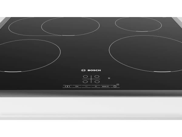Bosch Serie | 4 PIF645BB5E - Induksjonskomfyrtopp - 4 plater - Nisje - bredde: 56 cm - dybde: 49 cm - med pynt av rustfritt stål - svart/rustfritt st
