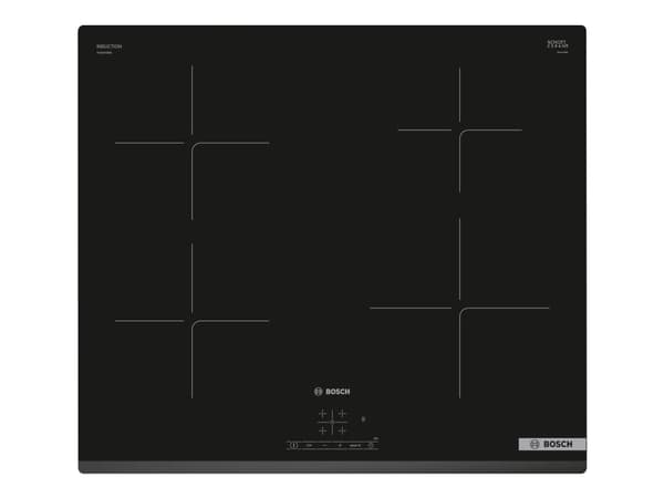 Bosch Serie | 4 PUE63KBB6E - Induksjonskomfyrtopp - 4 plater - Nisje - bredde: 56 cm - dybde: 49 cm - uten ramme, - med avfaset front - svart