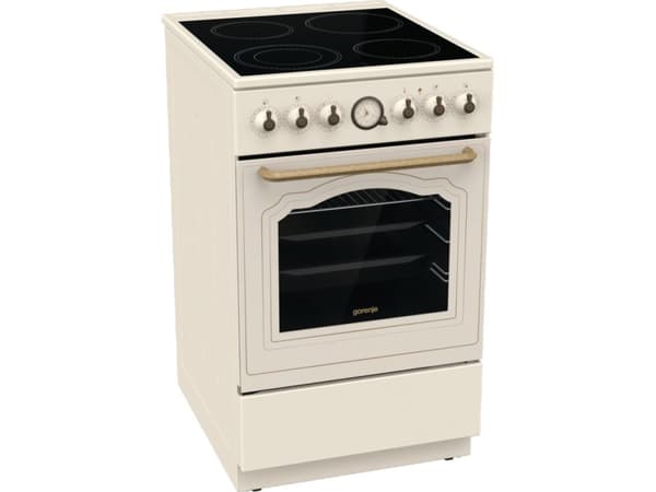 Gorenje GECS5B70CLI, Vapaasti seisova liesi, Norsunluu, Rotaatio, Yläosa edessä, Keraaminen, 4 alue(tta)