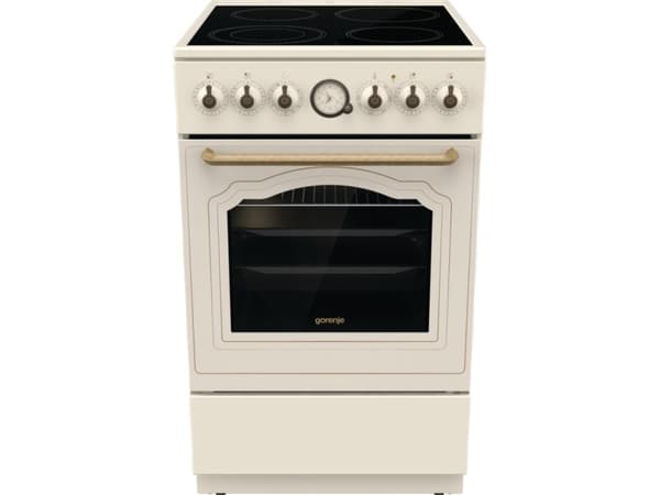 Gorenje GECS5B70CLI, Vapaasti seisova liesi, Norsunluu, Rotaatio, Yläosa edessä, Keraaminen, 4 alue(tta)