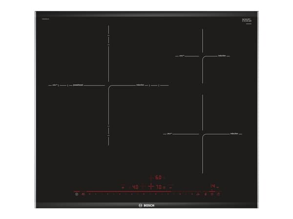 Bosch Serie | 8 PID675DC1E - Induksjonskomfyrtopp - 3 plater - Nisje - bredde: 56 cm - dybde: 49 cm - med avfaset front- og baksideinnredning, alumin