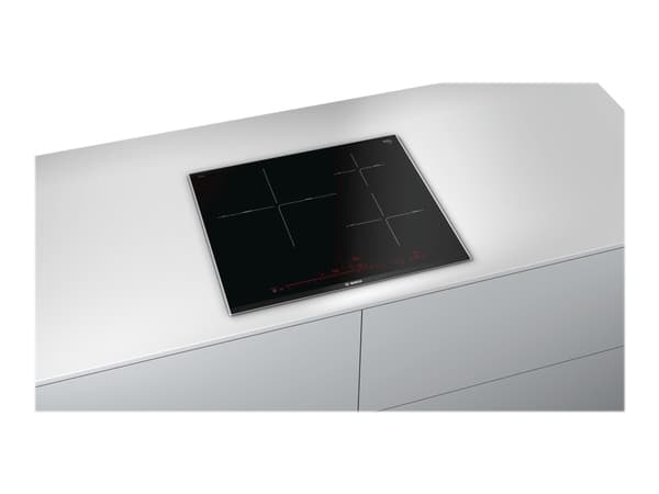 Bosch Serie | 8 PID675DC1E - Induksjonskomfyrtopp - 3 plater - Nisje - bredde: 56 cm - dybde: 49 cm - med avfaset front- og baksideinnredning, alumin Sort