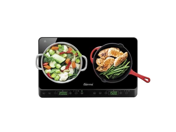 Girmi PI51, Sort, Benkeplate, 56 cm, Sonebasert induksjon, 2 zone(s), 2 zone(s)