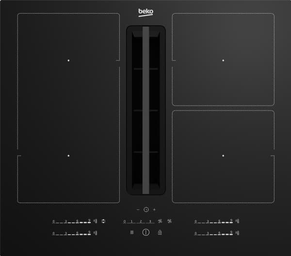 Beko HIXI 64700 UF, Sort, Innebygget, 60 cm, Sonebasert induksjon, Glass, 4 zone(s) Sort