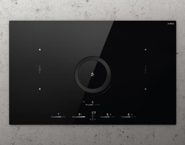 Elica NikolaTesla Switch Glow BL/F/83 - Induksjonskomfyrtopp - 4 plater - Nisje - bredde: 80.7 cm - dybde: 49.2 cm - Klasse A+ - svart med fallvindek