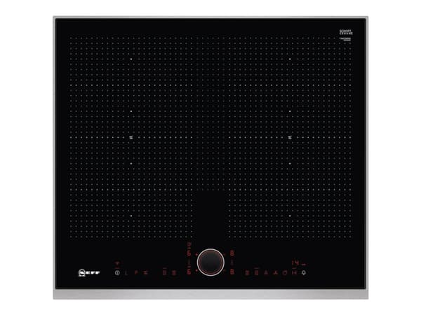 Neff N 90 T66TS6RN0 - Induksjonskomfyrtopp - 4 plater - Nisje - bredde: 56 cm - dybde: 49 cm - med pynt av rustfritt stål - svart/rustfritt stål