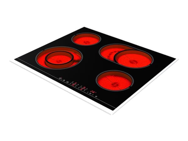 Gorenje ECT643BX - Keramisk komfyrtopp - 4 plater - Nisje - bredde: 56 cm - dybde: 49 cm - med pynt av rustfritt stål - svart Sort, Rustfritt stål