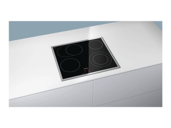 Siemens iQ300 ET645HN17E - Keramisk komfyrtopp - 4 plater - Nisje - bredde: 56 cm - dybde: 49 cm - med pynt av rustfritt stål - svart/rustfritt stål Sort