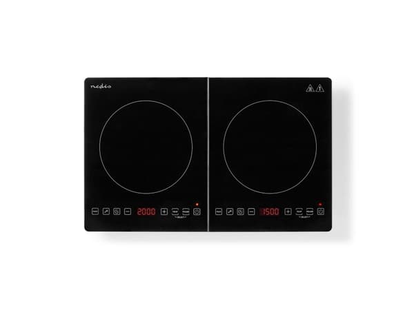 Nedis KAIP124CBK2, Sort, Benkeplate, 56 cm, Sonebasert induksjon, Glass, 2 zone(s)