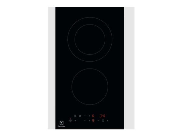 Electrolux Domino LHR3233CK - Keramisk komfyrtopp - 2 plater - Nisje - bredde: 27 cm - dybde: 49 cm - uten ramme - svart