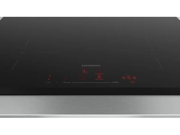 Siemens iQ100 EH631HEB1E - Induksjonskomfyrtopp - 4 plater - Nisje - bredde: 56 cm - dybde: 49 cm fasettert front, - uten ramme - svart