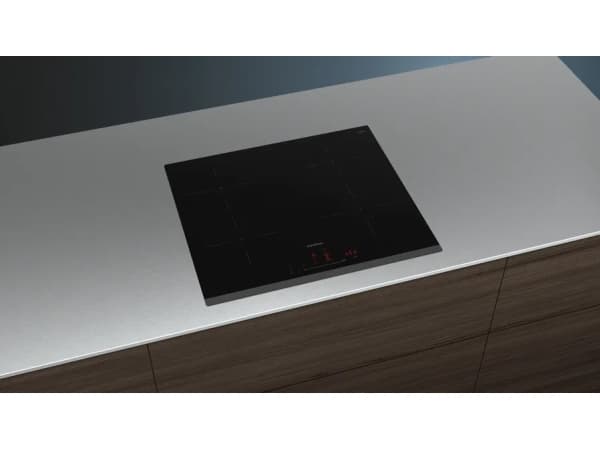 Siemens iQ100 EH631HEB1E - Induksjonskomfyrtopp - 4 plater - Nisje - bredde: 56 cm - dybde: 49 cm fasettert front, - uten ramme - svart