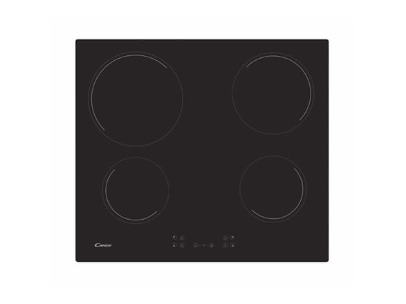 Candy CH64CCB - Keramisk komfyrtopp - 4 plater - Nisje - bredde: 56 cm - dybde: 49 cm - med linjal - svart