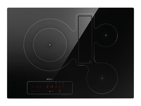 Elica NikolaTesla FIT 3Z BL/A/72 - Induksjonskomfyrtopp - 3 plater - Nisje - bredde: 56 cm - dybde: 49 cm - Klasse A - svart med downdraft exhaust (e