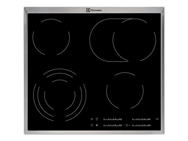 Electrolux EHF46547XK - Keramisk komfyrtopp - 4 plater - Nisje - bredde: 56 cm - dybde: 49 cm - med pynt av rustfritt stål - svart