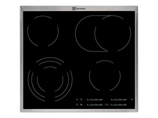 Electrolux EHF46547XK - Keramisk komfyrtopp - 4 plater - Nisje - bredde: 56 cm - dybde: 49 cm - med pynt av rustfritt stål - svart