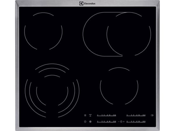Electrolux EHF46547XK - Keramisk komfyrtopp - 4 plater - Nisje - bredde: 56 cm - dybde: 49 cm - med pynt av rustfritt stål - svart