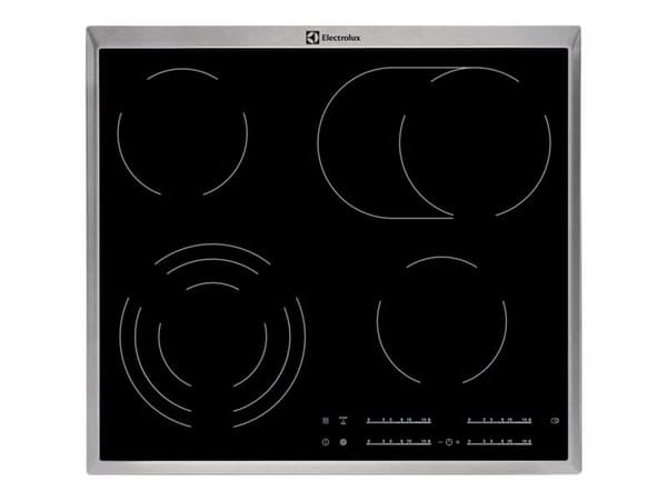 Electrolux EHF46547XK - Keramisk komfyrtopp - 4 plater - Nisje - bredde: 56 cm - dybde: 49 cm - med pynt av rustfritt stål - svart