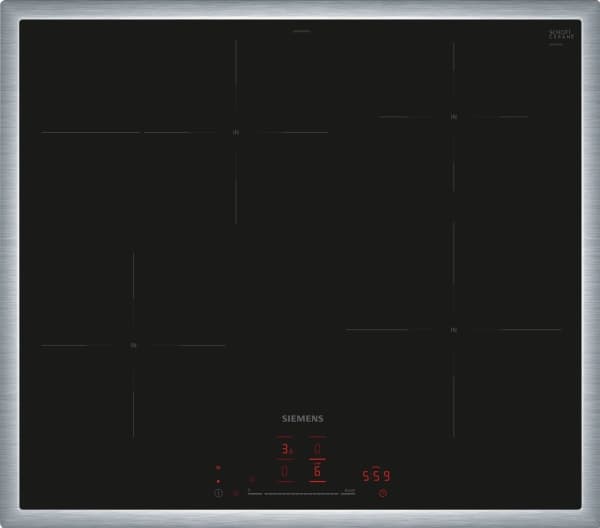 Siemens iQ300 EH645HFB1E, Sort, Innebygget, 60 cm, Sonebasert induksjon, Glass-keramikk, 4 zone(s)