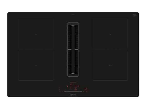 Siemens iQ500 ED811HQ26E - Induksjonskomfyrtopp - 4 plater - Nisje - bredde: 75 cm - dybde: 49 cm - uten ramme - svart med fallvindeksos (uttrekk og Sort