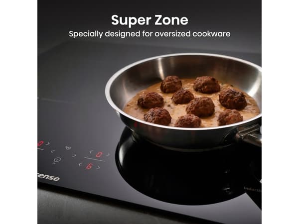 Hisense HI6401BSC, Sort, Innebygget, 59.5 cm, Sonebasert induksjon, Glass-keramikk, 4 zone(s)