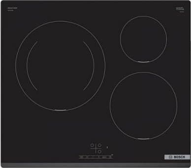 Bosch Serie 4 PUJ631BB5E, Musta, Kiinteä, 59.2 cm, Keittoalueinduktioliesi, Keraaminen lasi, 3 alue(tta) musta
