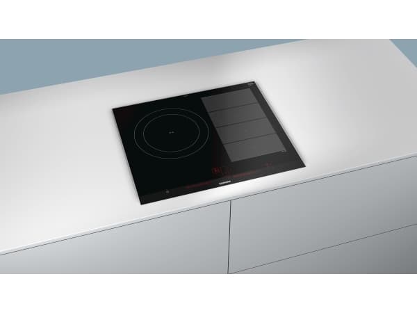 Siemens EX675LJC1E, Sort, Innebygget, Sonebasert induksjon, 3 zone(s), 3 zone(s), Ekstra stor
