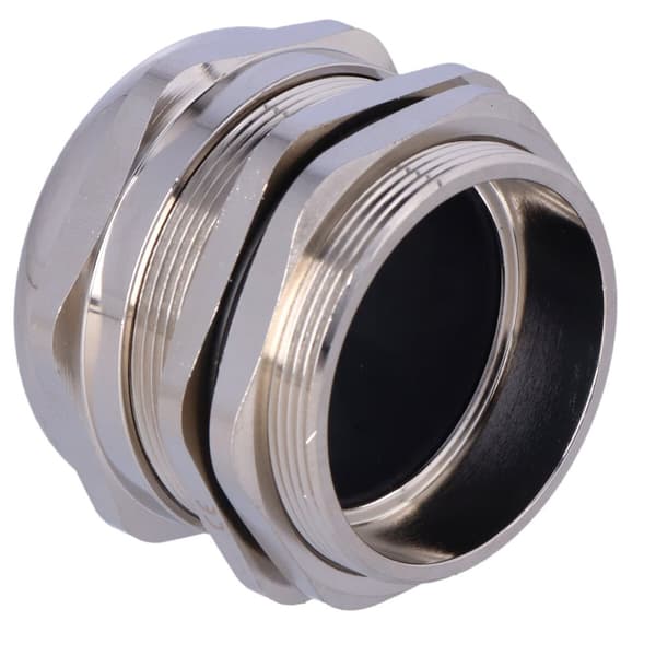 Metalkabelforskruning med metrisk gevind - forniklet messing - mmG-50 med møtrik, IP68, til kabler med en diameter på 27-35 mm
