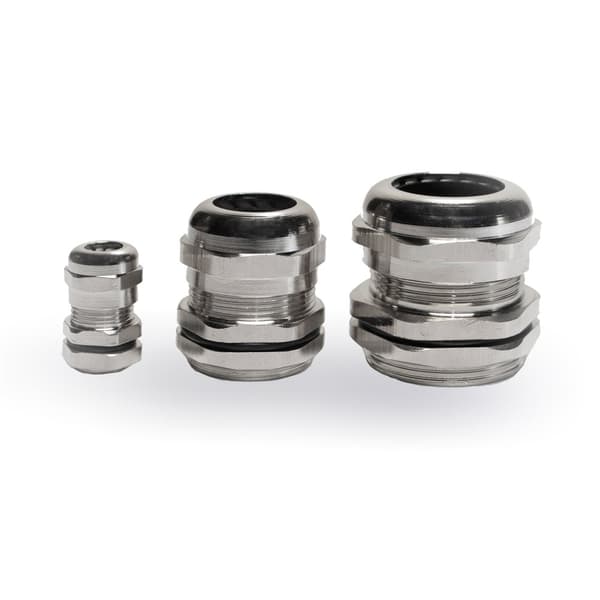 Metalkabelforskruning - forniklet messing - MPG-21 med IP68-møtrik, til kabler med en diameter på 13-18 mm