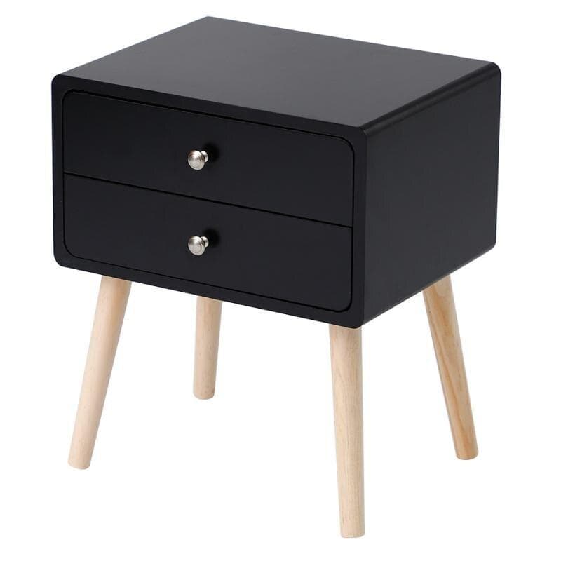 Sängbord med 2 lådor - Square Bedroom Wardrobes MDF & Solid Wood 42x32x50 Wood med - Black