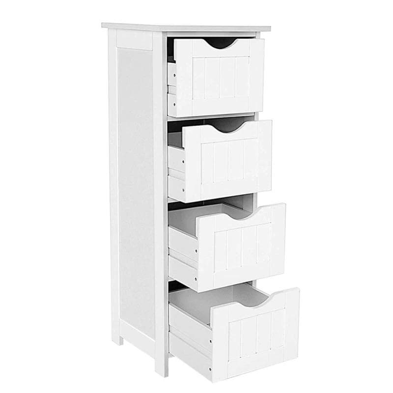 Lade Kast - 4 Lades - Opbergkast - Badkamerkast - Opbergmeubel - 4 Laags Kast - Wandkast - Wit