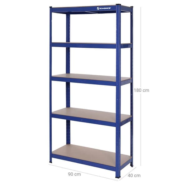 Rootz Opbevaringsstativ - Heavy Duty Stativ - Stående hylde - Metalhylde - opbevaringshylder - Med 5 justerbare hylder - Fritstående reol - Blå - 150