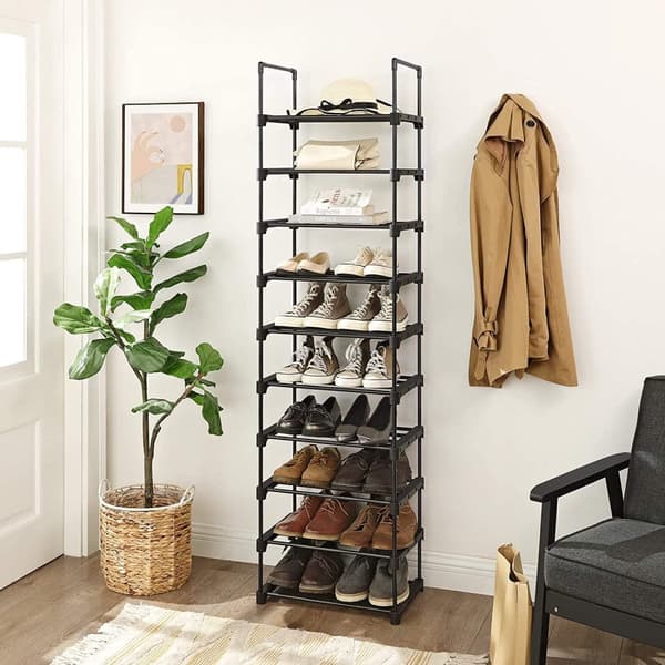 Rootz opbevaringsstativ - 10 niveauer - Skoskab - Skostativ - 45 x 30 x 174 cm - Sort