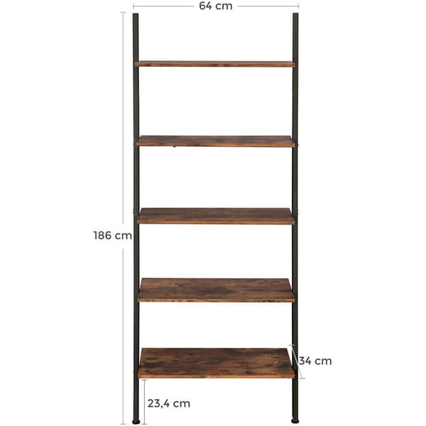 Rootz Seinäteline - Kirjahylly - Seinäkaappi - 5 hyllyä - Ruskea-musta - 64 x 34 x 186 cm