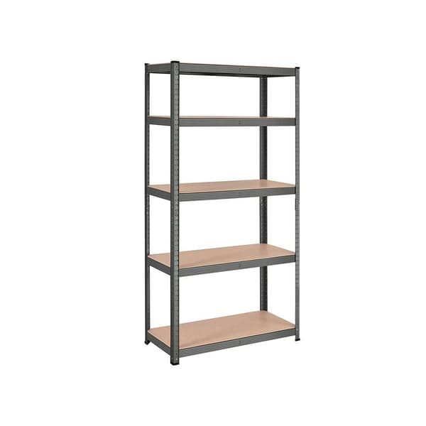 Rootz opbevaringsstativ - opbevaringshylder - kraftige reoler - 5 niveauer opbevaringshylder - metalopbevaringshylder - grå - 180 x 90 x 40 cm