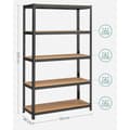 Miniatyrbillede 3 af 7: Rootz Opbevaringsstativ - Opbevaringshylder - Kraftige reoler - Opbevaringsstativ i 5 niveauer - Metalopbevaringshylder - Stål/MDF - Sort - 200 x 120