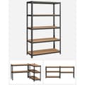 Miniatyrbillede 6 af 7: Rootz Opbevaringsstativ - Opbevaringshylder - Kraftige reoler - Opbevaringsstativ i 5 niveauer - Metalopbevaringshylder - Stål/MDF - Sort - 200 x 120